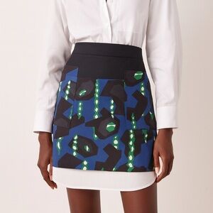 NWF Jil sander navy and black geometric mini lined skirt